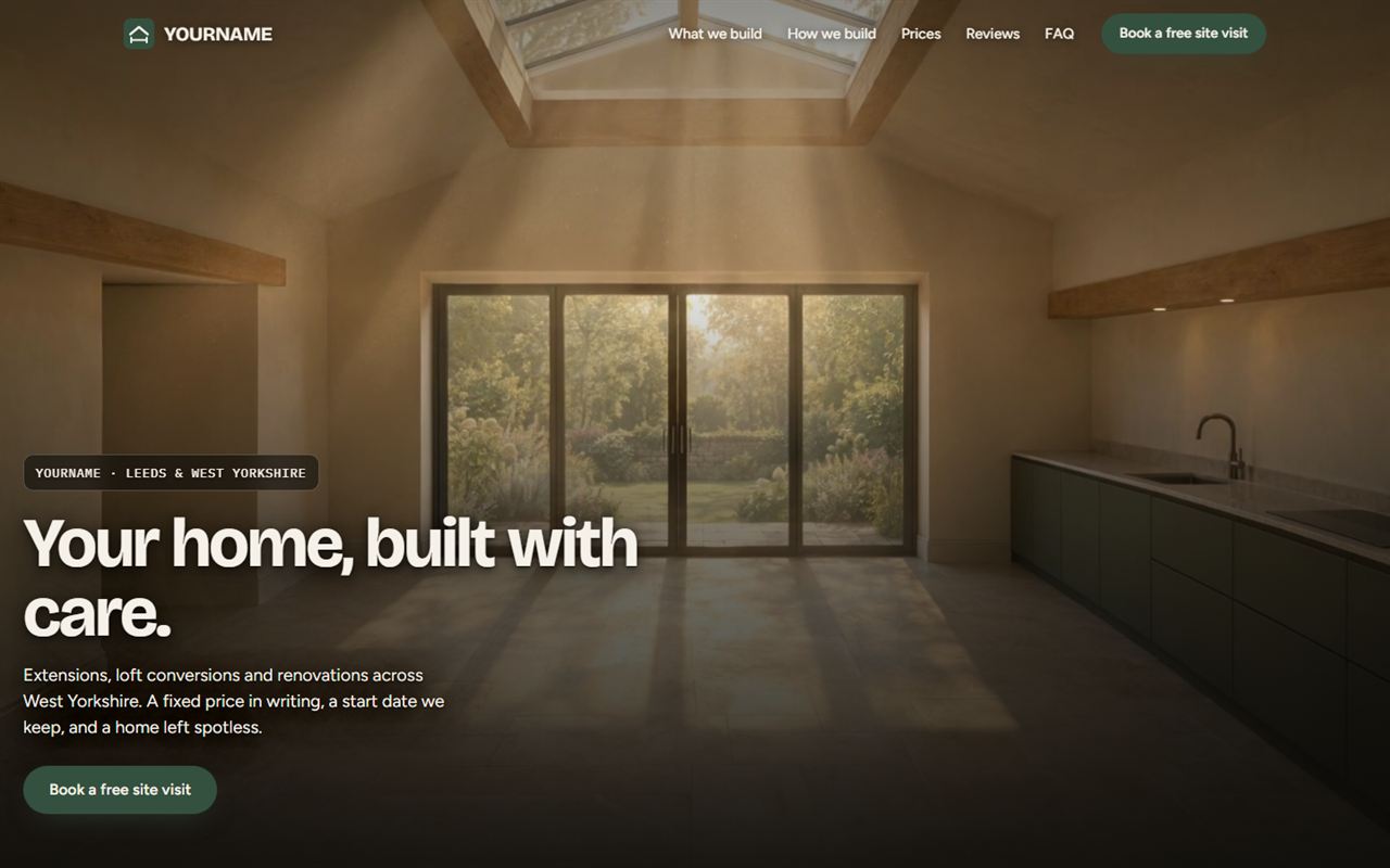 Builder demo website on a desktop screen
