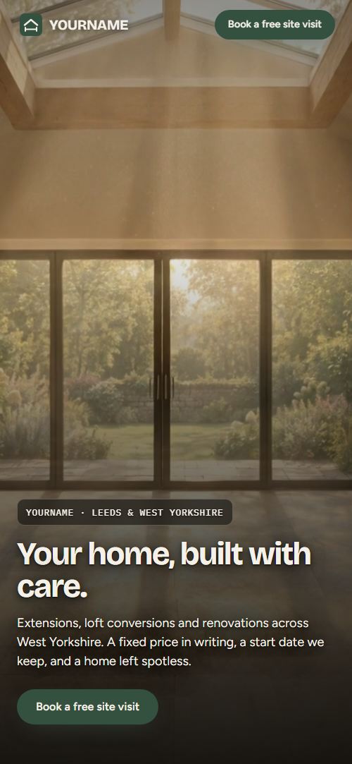Builder demo website on a phone
